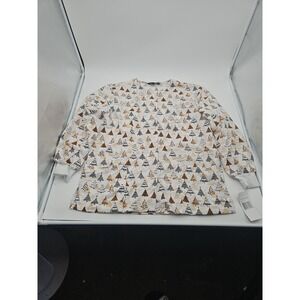samantha mara Christmas themed scrubs Unforim Brown Trees White   Small  New